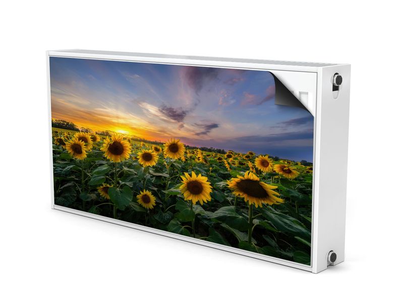 MAGNETYCZNA Mata Grzejnika Pole Słoneczników Zachód SŁOŃCA 80cm x 60cm zdjęcie 2