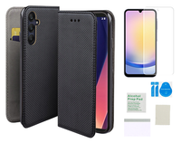 Etui z klapką do SAMSUNG GALAXY A25 5G czarny case obudowa + folia ochronna