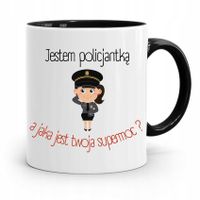 Kubek Czarny Dla Policjanta Policjantki Supermoc? Z Nadrukiem Ze Zdjęciem