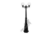 LAMPA C13 Z KULĄ SZKLANĄ 2-OŚW. ŻELIWNA LAMPA OGRODOWA RETRO ELEGANCKA DO OGRODU ZEWNĘTRZNA