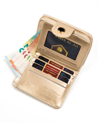 mały portfel damski ze skóry ekologicznej na zatrzask i suwak - peterson na Arena.pl