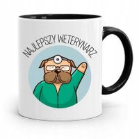 Kubek Czarny Dla Weterynarza Najlepszy Weterynarz Z Nadrukiem Ze Zdjęciem