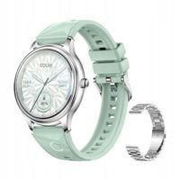 COLMI L28 Smartwatch Zegarek Srebrno-Zielony + Srebrny Pasek Stalowy