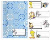 NAKLEJKI NA ZESZYT ZESZYTY NALEPKA 8szt - LOONEY TUNES WZORY Z BAJEK