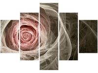70 100CM OBRAZ 5 ELEM RÓŻA KTALNA JASNY RÓŻ DRUK PŁÓTNO