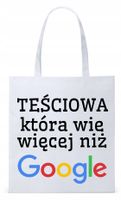 Dla Teściowej Mamy Prezent Torba Eco Biała Shopper Z Nadrukiem Ze Zdjęciem