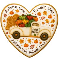 CIASTKO LUKROWANE WHITE PICK UP PUMPKIN ROZ.XL SERCE JESIEŃ RĘCZNIE ROBIONE