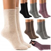 6x SKARPETY CIEPŁE GRUBE WEŁNIANE skarpetki pastelowe NATURALNE TERMO