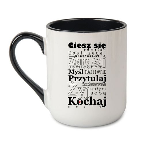 KUBEK „CIESZ SIĘ CHWILĄ" Wzór - Elegant Coffee Czarny 330 ml na Arena.pl