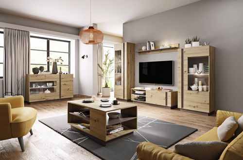 Meblościanka Arco Dąb artisan / Szary grafit na Arena.pl