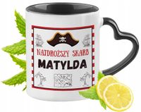 Kubek Czarny Z Uszkiem W Kształcie Serca Dla Matyldy Idealny Na Prezent