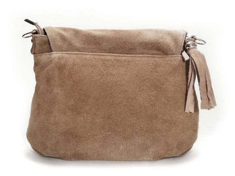 VERA PELLE torebka zamszowa listonoszka chlebak z paskiem V225 c.brązowa zdjęcie 7