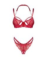 matildea komplet bielizny obsessive czerwony otwarty s/m