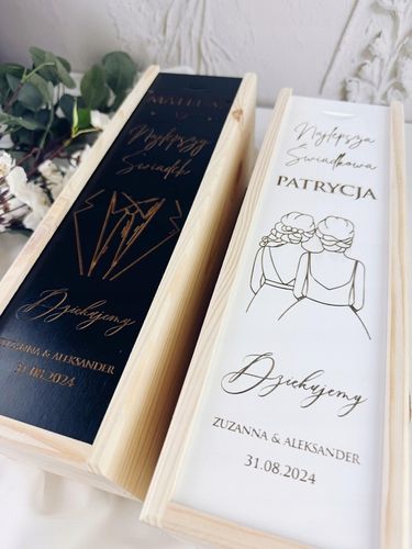 skrzynka na wino prezent dla RODZICÓW ŚWIADKÓW CHRZESTNYCH ŚLUB WESELE na Arena.pl