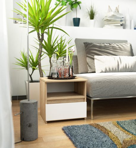 Szafka nocna CL1 40 cm 1 szuflada - dąb sonoma-biała na Arena.pl