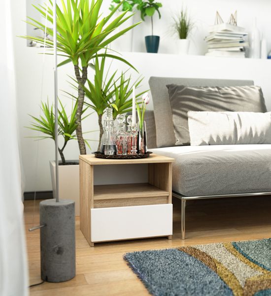 Szafka nocna CL1 40 cm 1 szuflada - dąb sonoma-biała zdjęcie 6