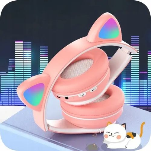 Słuchawki Kotki dla dzieci Bluetooth LED RGB Różowe Kocie Uszy na Arena.pl