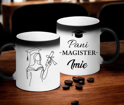 KUBEK MAGICZNY Z NADRUKIEM PREZENT PANI MAGISTER IMIĘ ORYGINALNY UPOMINEK na Arena.pl