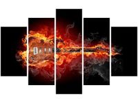 70 100CM OBRAZ 5 ELEM PŁONĄCA GITARA DRUK PŁÓTNO