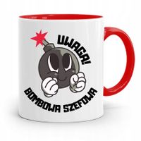 Kubek Czerwony Dla Szefowej Uwaga Bombowa Szefowa Z Nadrukiem Ze Zdjęciem