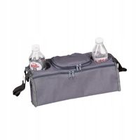 Uchwyt ORGANIZER do WÓZKA DZIECIĘCEGO Butelki TORBA Podwójny Szary
