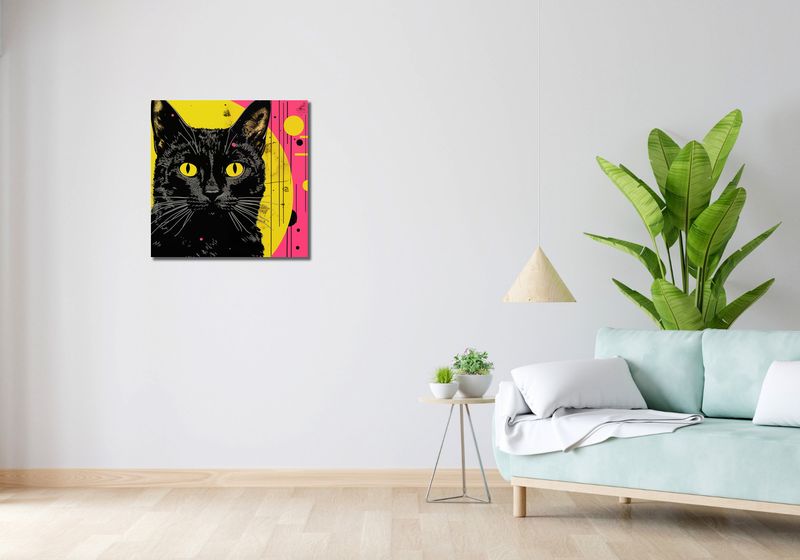 Obraz 60x60cm Neonowy Kocur zdjęcie 2