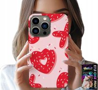 ETUI DO IPHONE 15 PRO - KOBIECE, MODNE WZORY XOXO SERCE + SZKŁO