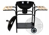 GRILL OGRODOWY WĘGLOWY OKRĄGŁY Z POKRYWĄ I PÓŁKAMI