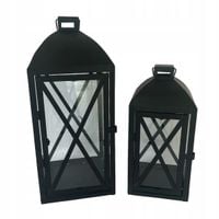 Latarnia Altom Design czarna metalowa szklana 29/38 cm 2 szt.