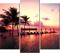 90 80CM OBRAZ T3 ELEM ZACHÓD SŁOŃCA RÓŻU PLAŻY MALEDIWACH DRUK ŚCIENNY