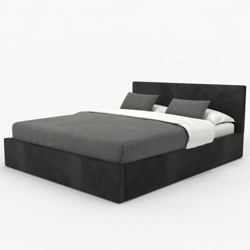 ŁÓŻKO TAPICEROWANE DO SYPIALNI 140x200 ŁÓŻKO PODWÓJNE Z POJEMNIKIEM CZARNE na Arena.pl