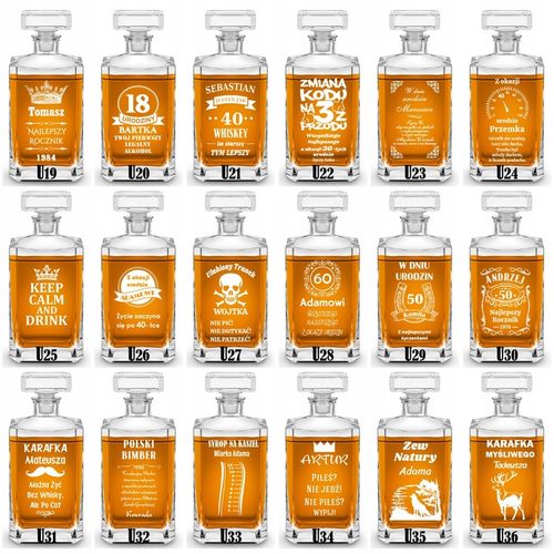 KARAFKA 4 SZKLANKI DO WHISKY i 4 kieliszki Z GRAWEREM na Prezent na Arena.pl