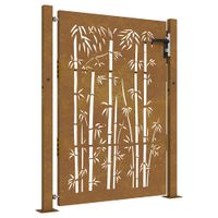 Furtka ogrodowa, 105x130 cm, stal kortenowska, motyw bambusa