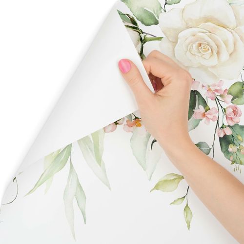 Fototapeta Ścienna RÓŻE Liście Akwarela 400cm x 280cm na Arena.pl