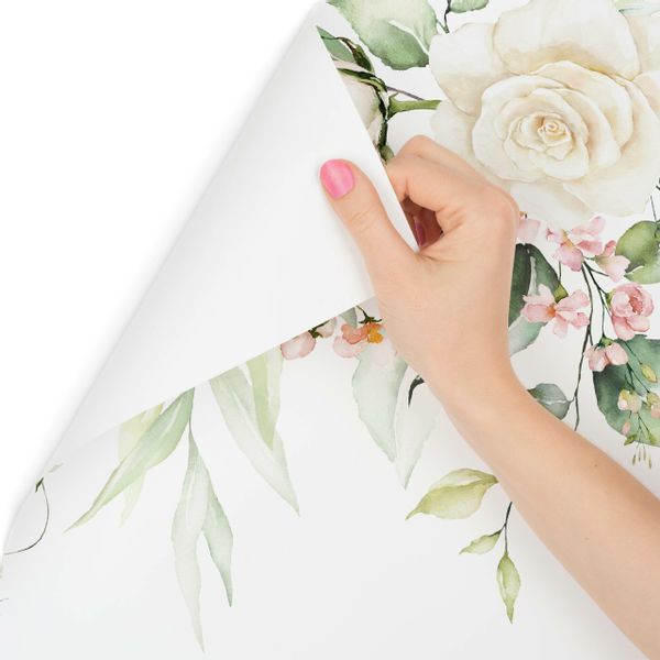 Fototapeta Ścienna RÓŻE Liście Akwarela 400cm x 280cm zdjęcie 5