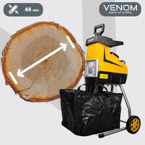 ELEKTRYCZNY ROZDRABNIACZ VENOM RĘBAK DO GAŁĘZI PRO MOCNY SILNIK 2X na Arena.pl
