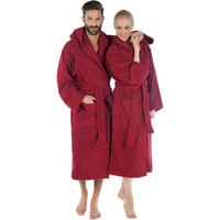 Bawełniany Szlafrok Kąpielowy Kimono Chłonny Lekki Unisex Czerwony M