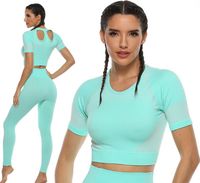 Zestaw Sportowy Legginsy Top do Ćwiczeń Bezszwowe Nylon na Trening S