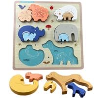 puzzle drewniane edukacyjne zwierzęta z młodymi zkb-2053