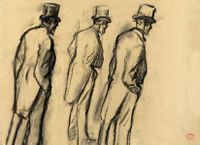 Three Studies of Ludovic Halévy Standing, Edgar Degas - plakat 100x70 cm