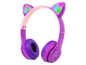 Słuchawki  BT 5.0 LED fioletowe uszy