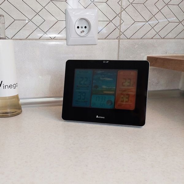 Stacja Pogodowa Pogody Higrometr Bezprzewodowa Termometr Czujnik Zegar Data zdjęcie 11