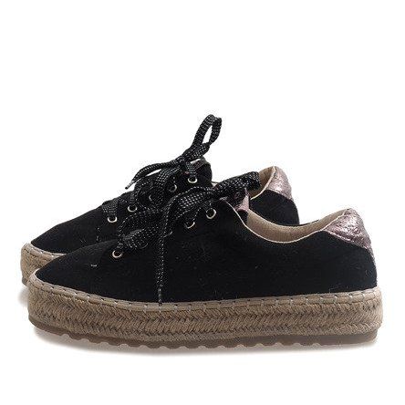 Czarne espadryle sznurowane BB01P r.38 na Arena.pl