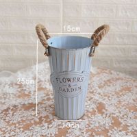 Vintage Doniczka doniczka - Wiadro - METALOWA - Idealna Do Domu I Ogrodu S Niebieski