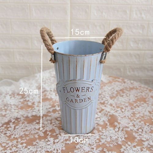 Vintage Doniczka doniczka -  Wiadro - METALOWA - Idealna Do Domu I Ogrodu Biały Extra Rozmiar na Arena.pl
