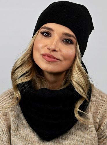 POLSKI Komplet CZAPKA + KOMIN Tunel Szal - CZARNY komplet damski na na Arena.pl