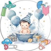OPŁATEK NA TORT 20CM - BABYSHOWER DEKORACJA URODZINOWA + IMIĘ 15CM 18CM