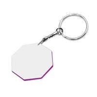 Brelok Plastikowy Ośmiokątny Biały z Fioletowym RantemSublimacja Termotransfer
