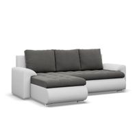 Narożnik, lewy, Bosco, ekoskóra, 230x159x89 cm, szary, biały | TYLETEGOTU