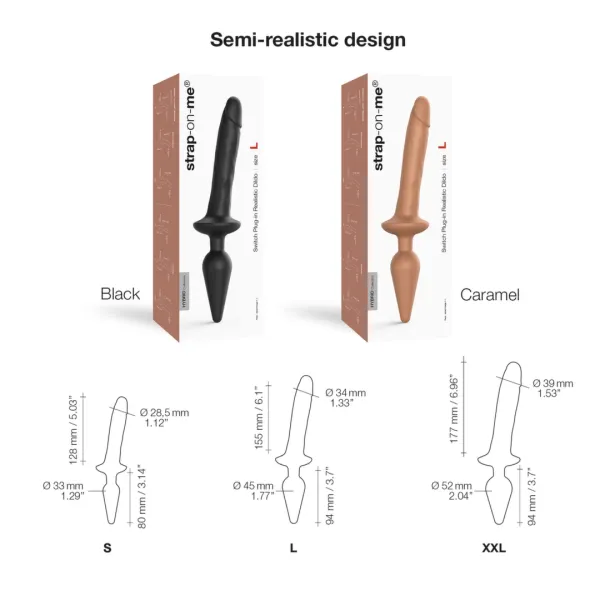 strap-on-me switch plug-in model l caramel - anatomiczny system 2w1 zdjęcie 3